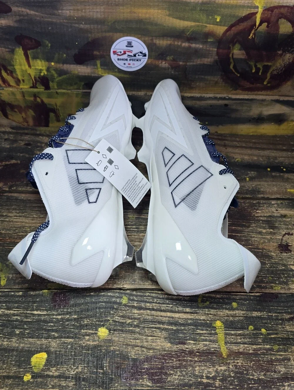 adidas Adizero Electric Men's Football Cleats White/Navy Blue Size 11.5 (IE6290)